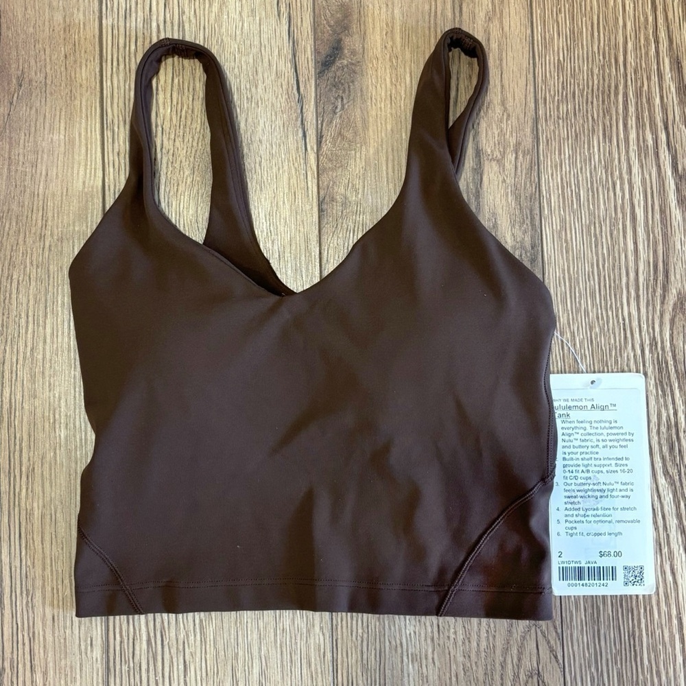 New Lululemon Align Tank Top In Java Size 2 - Picture 2 of 6